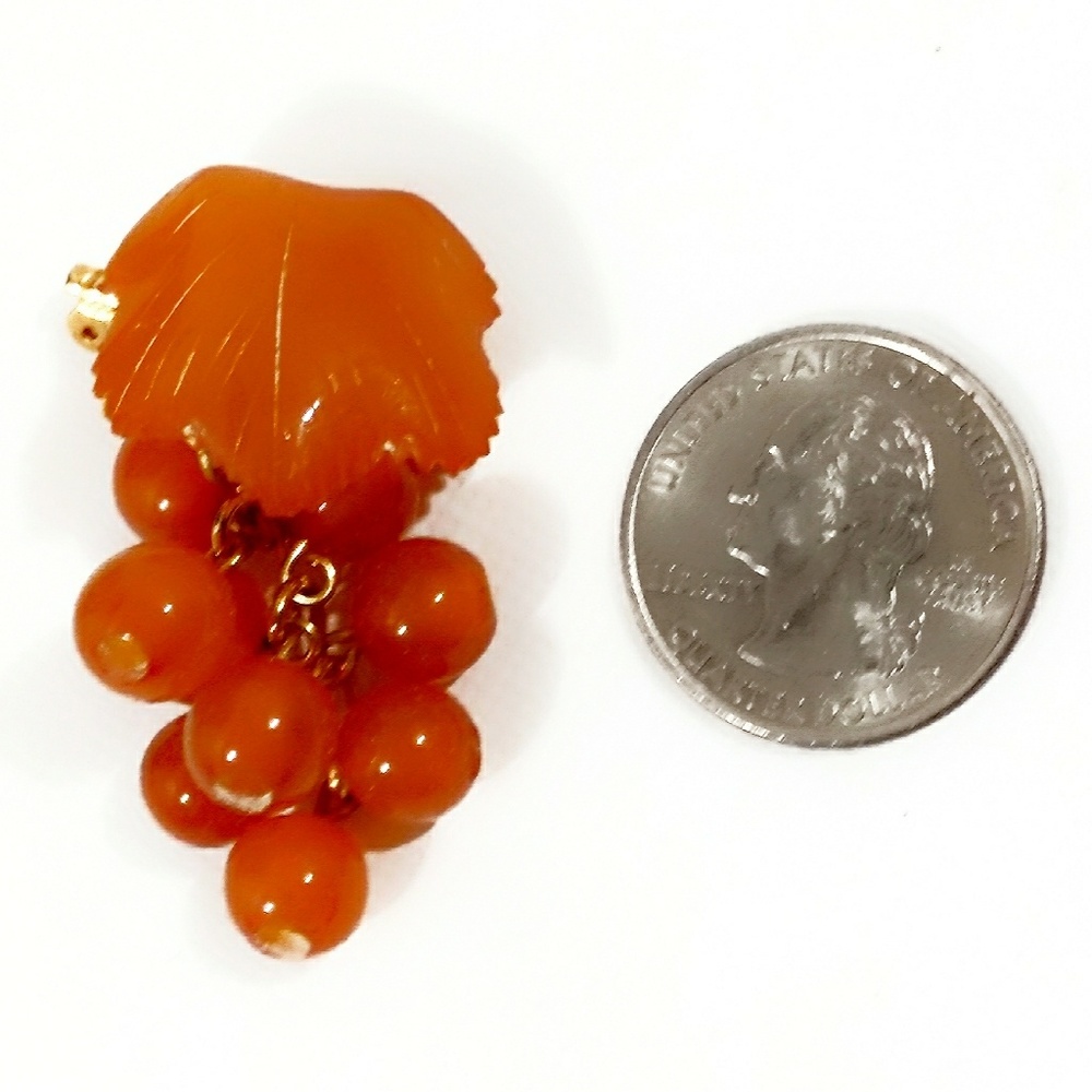 Vintage Kaliningrad Amber Combine Baltic Butterscotch Amber Grape Leaf Brooch - Picture 5 of 9
